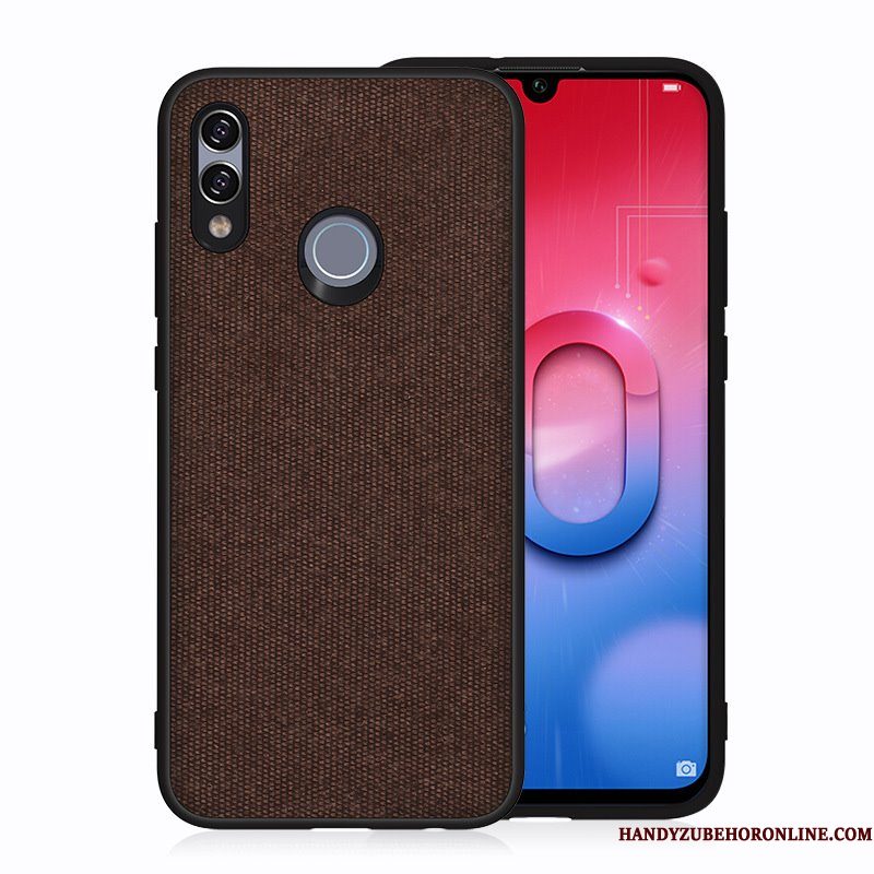 Hoesje Huawei P Smart 2019 Zakken Canvas Achterklep, Hoes Huawei P Smart 2019 Bescherming Geeltelefoon