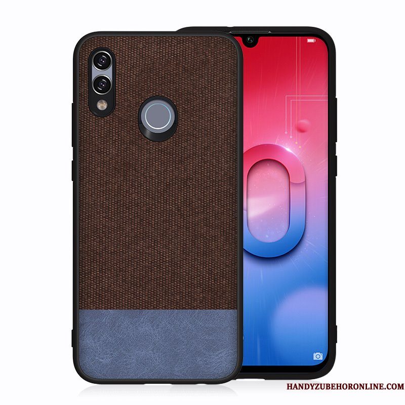 Hoesje Huawei P Smart 2019 Zakken Canvas Achterklep, Hoes Huawei P Smart 2019 Bescherming Geeltelefoon