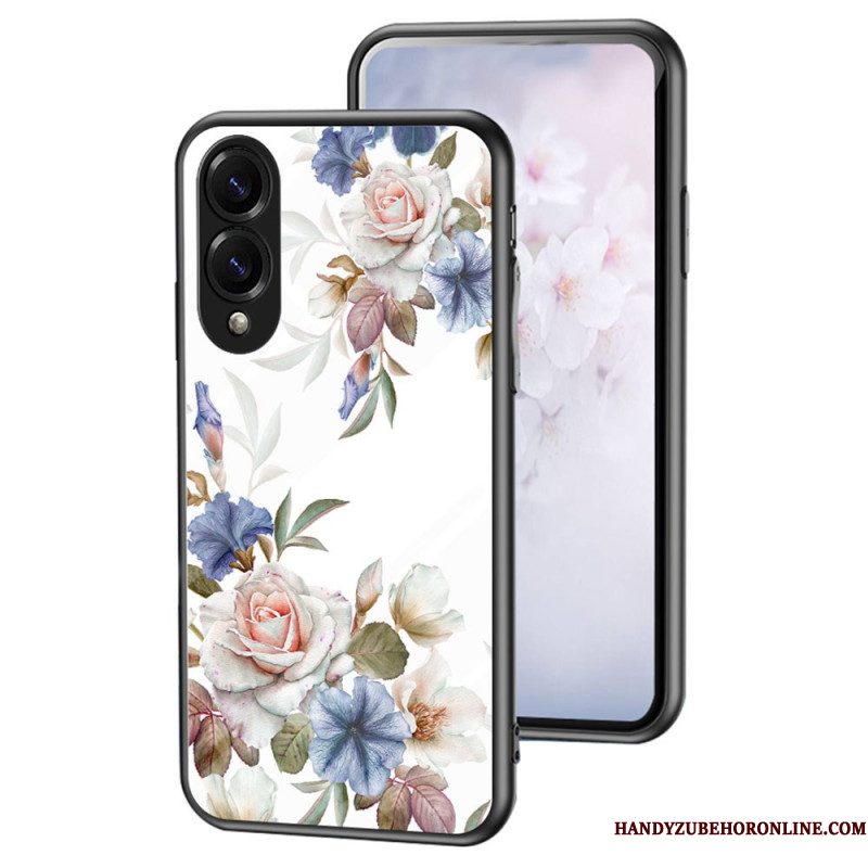 Hoesje Samsung Galaxy S25 5g Edge Bloemenpatroon Van Gehard Glas Bescherming Hoesje