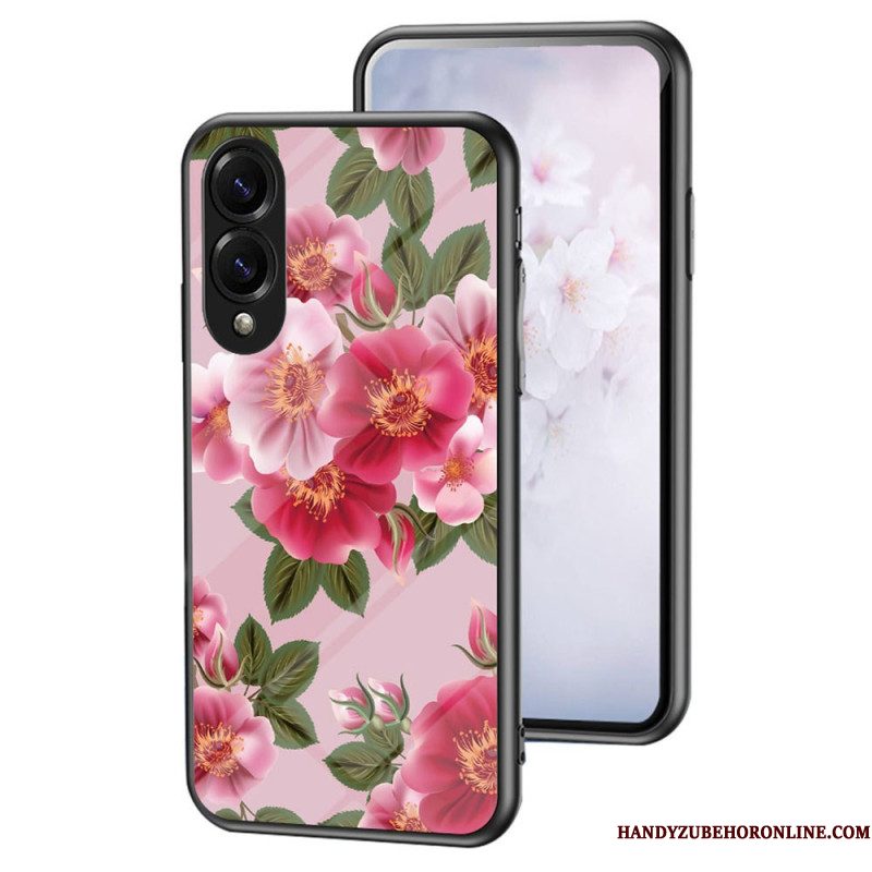 Hoesje Samsung Galaxy S25 5g Edge Bloemenpatroon Van Gehard Glas Bescherming Hoesje