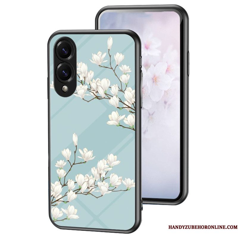 Hoesje Samsung Galaxy S25 5g Edge Bloemenpatroon Van Gehard Glas Bescherming Hoesje
