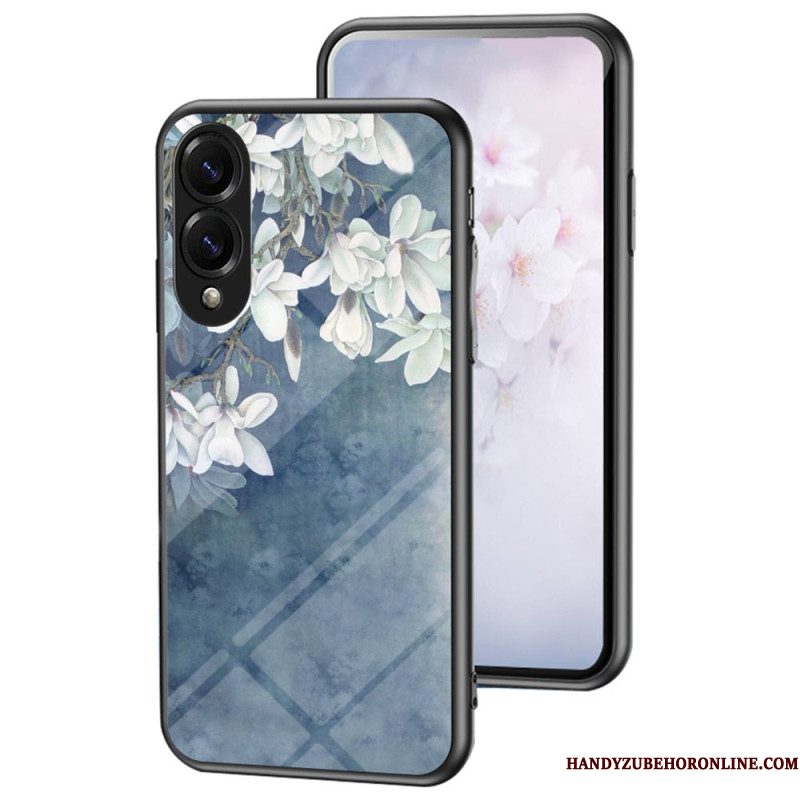 Hoesje Samsung Galaxy S25 5g Edge Bloemenpatroon Van Gehard Glas Bescherming Hoesje