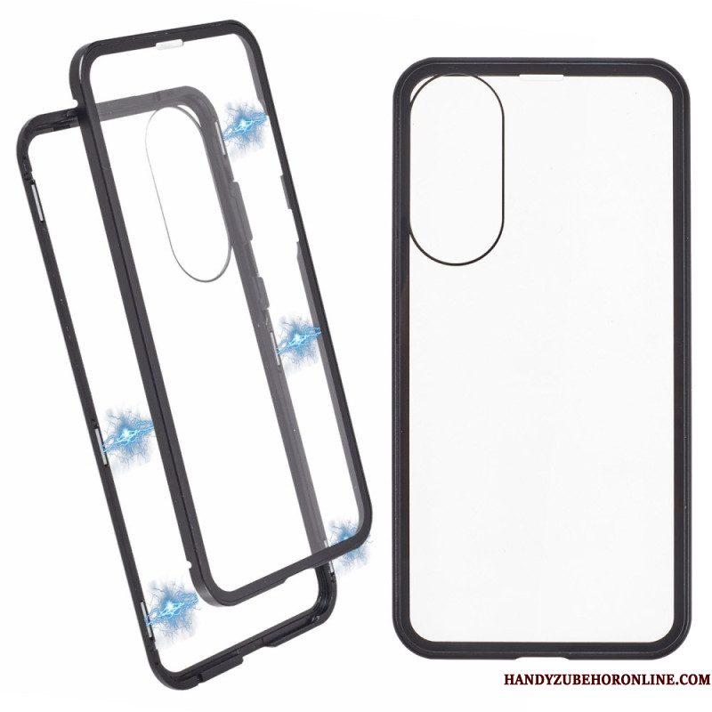 Hoesje Samsung Galaxy S25 5g Edge Gehard Glas En Magnetisch Frame Bescherming Hoesje