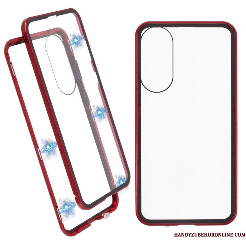 Hoesje Samsung Galaxy S25 5g Edge Gehard Glas En Magnetisch Frame Bescherming Hoesje