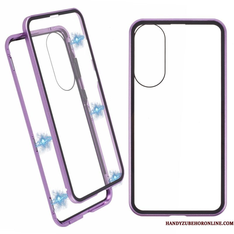 Hoesje Samsung Galaxy S25 5g Edge Gehard Glas En Magnetisch Frame Bescherming Hoesje