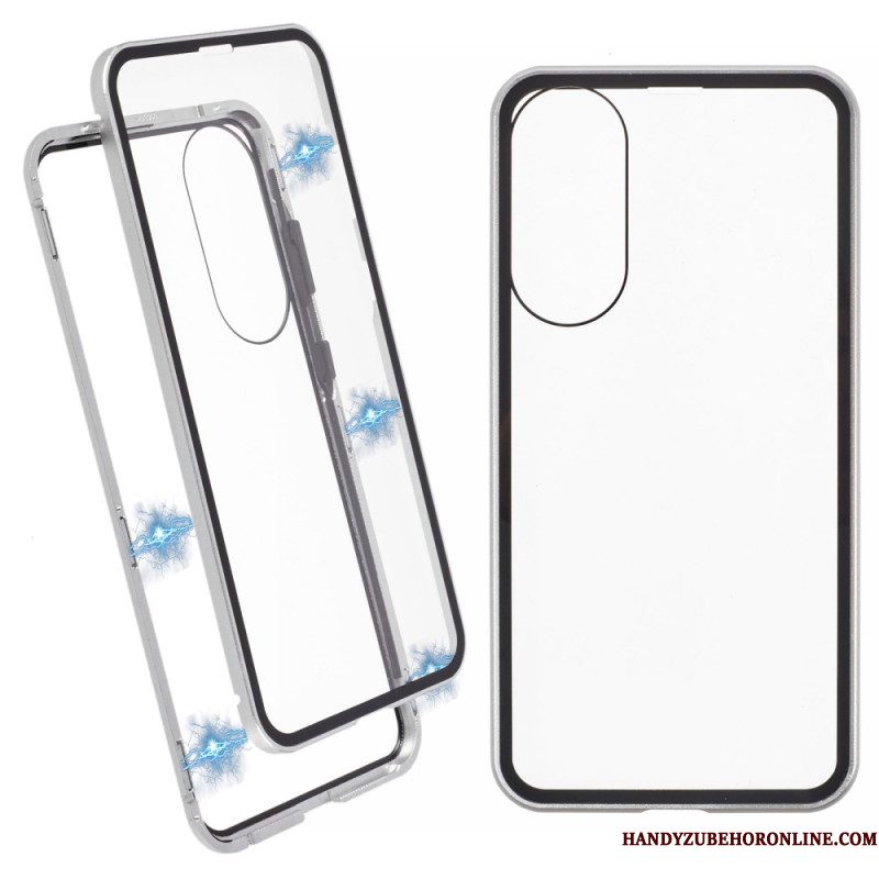 Hoesje Samsung Galaxy S25 5g Edge Gehard Glas En Magnetisch Frame Bescherming Hoesje