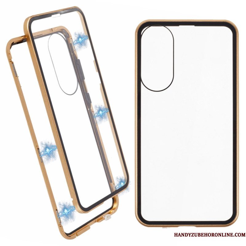Hoesje Samsung Galaxy S25 5g Edge Gehard Glas En Magnetisch Frame Bescherming Hoesje