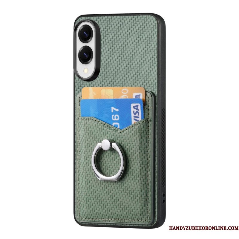 Hoesje Samsung Galaxy S25 5g Edge Kaarthouder En Ringstandaard Van Koolstofvezel Bescherming Hoesje