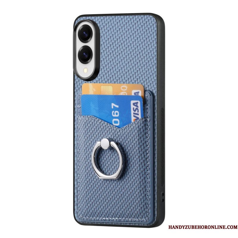 Hoesje Samsung Galaxy S25 5g Edge Kaarthouder En Ringstandaard Van Koolstofvezel Bescherming Hoesje