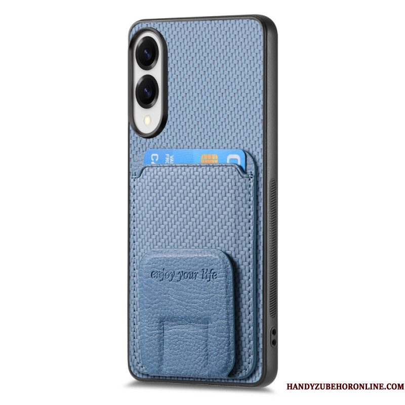 Hoesje Samsung Galaxy S25 5g Edge Kaarthouder Met Koolstofvezeltextuur En Geïntegreerde Standaard