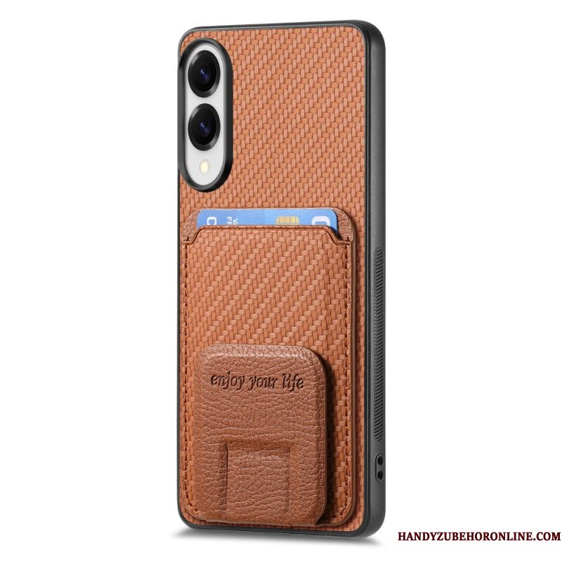 Hoesje Samsung Galaxy S25 5g Edge Kaarthouder Met Koolstofvezeltextuur En Geïntegreerde Standaard