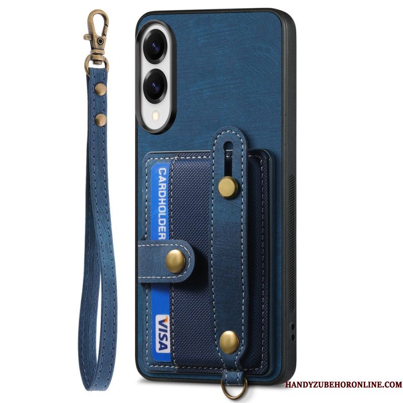 Hoesje Samsung Galaxy S25 5g Edge Retro Kaarthouder En Polsband Bescherming Hoesje