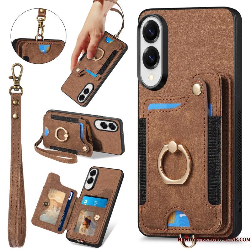 Hoesje Samsung Galaxy S25 5g Edge Retro Rfid-kaarthouder En Draagkoord