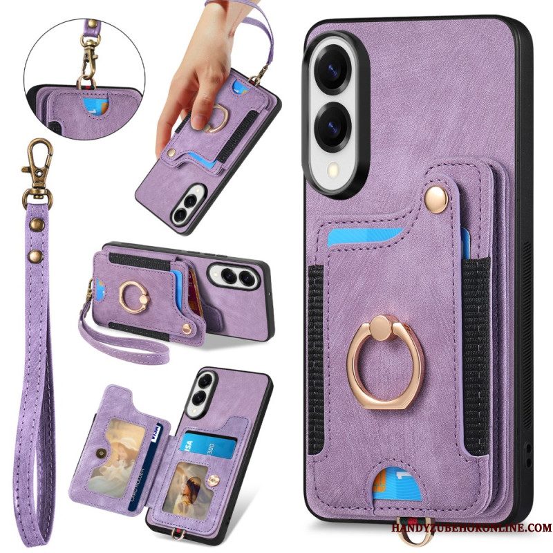 Hoesje Samsung Galaxy S25 5g Edge Retro Rfid-kaarthouder En Draagkoord