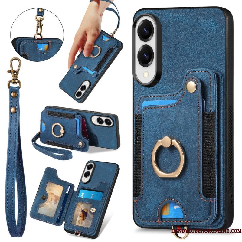 Hoesje Samsung Galaxy S25 5g Edge Retro Rfid-kaarthouder En Draagkoord