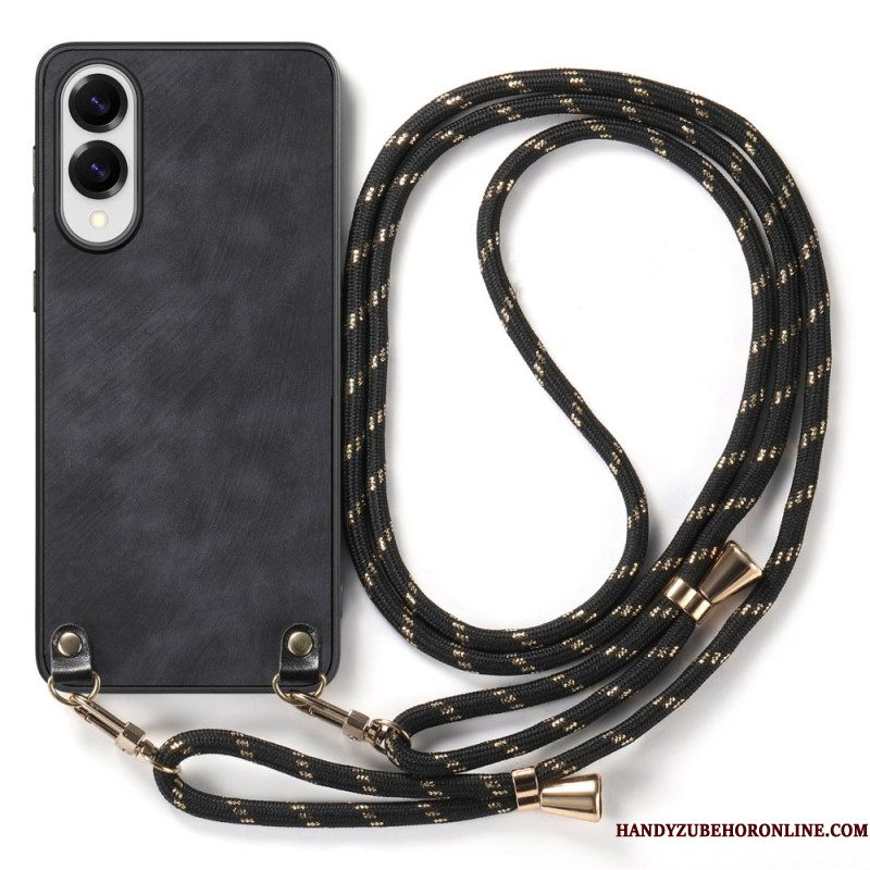 Hoesje Samsung Galaxy S25 5g Edge Vintage Koord Met Leerlook