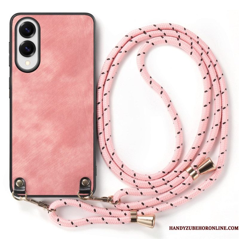 Hoesje Samsung Galaxy S25 5g Edge Vintage Koord Met Leerlook