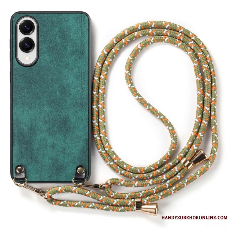 Hoesje Samsung Galaxy S25 5g Edge Vintage Koord Met Leerlook