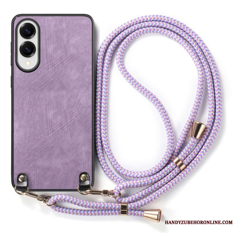 Hoesje Samsung Galaxy S25 5g Edge Vintage Koord Met Leerlook