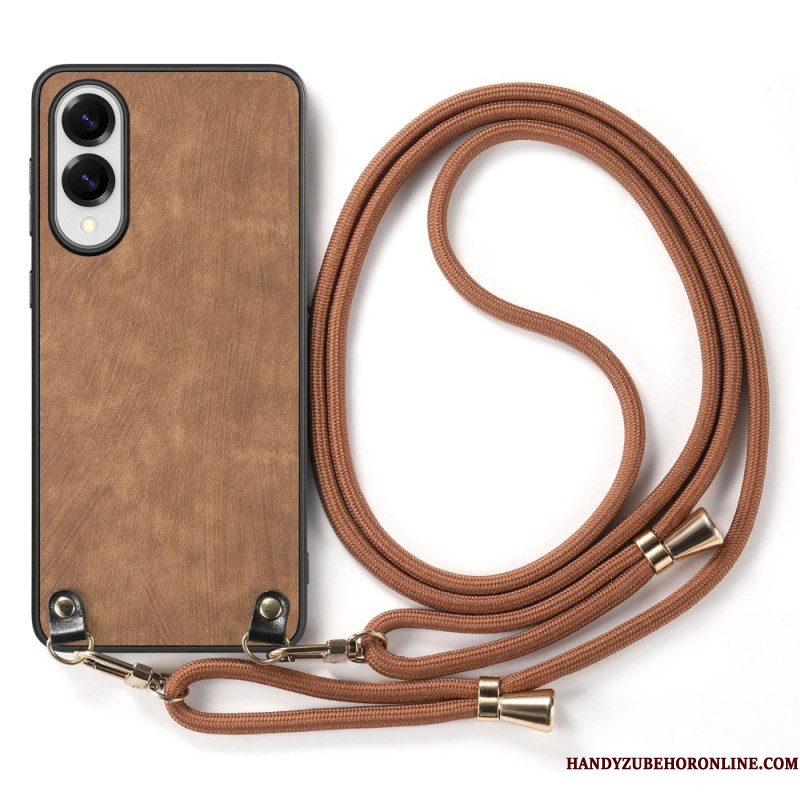 Hoesje Samsung Galaxy S25 5g Edge Vintage Koord Met Leerlook