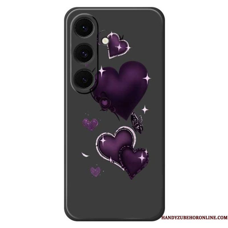 Hoesje Samsung Galaxy S25 Fe Siliconen Met Paarse Hartjes