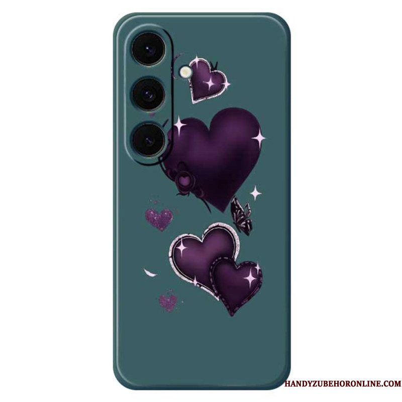 Hoesje Samsung Galaxy S25 Fe Siliconen Met Paarse Hartjes
