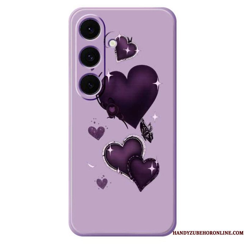 Hoesje Samsung Galaxy S25 Fe Siliconen Met Paarse Hartjes