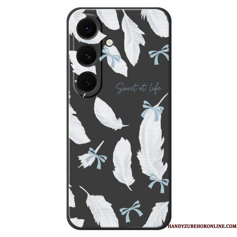 Hoesje Samsung Galaxy S25 Fe Siliconen Met Witte Veren