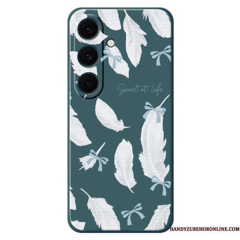Hoesje Samsung Galaxy S25 Fe Siliconen Met Witte Veren
