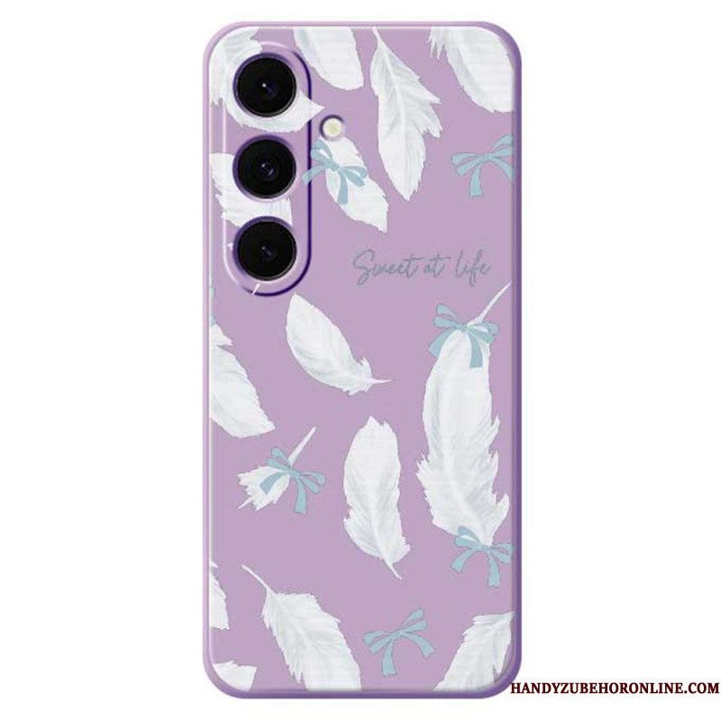 Hoesje Samsung Galaxy S25 Fe Siliconen Met Witte Veren