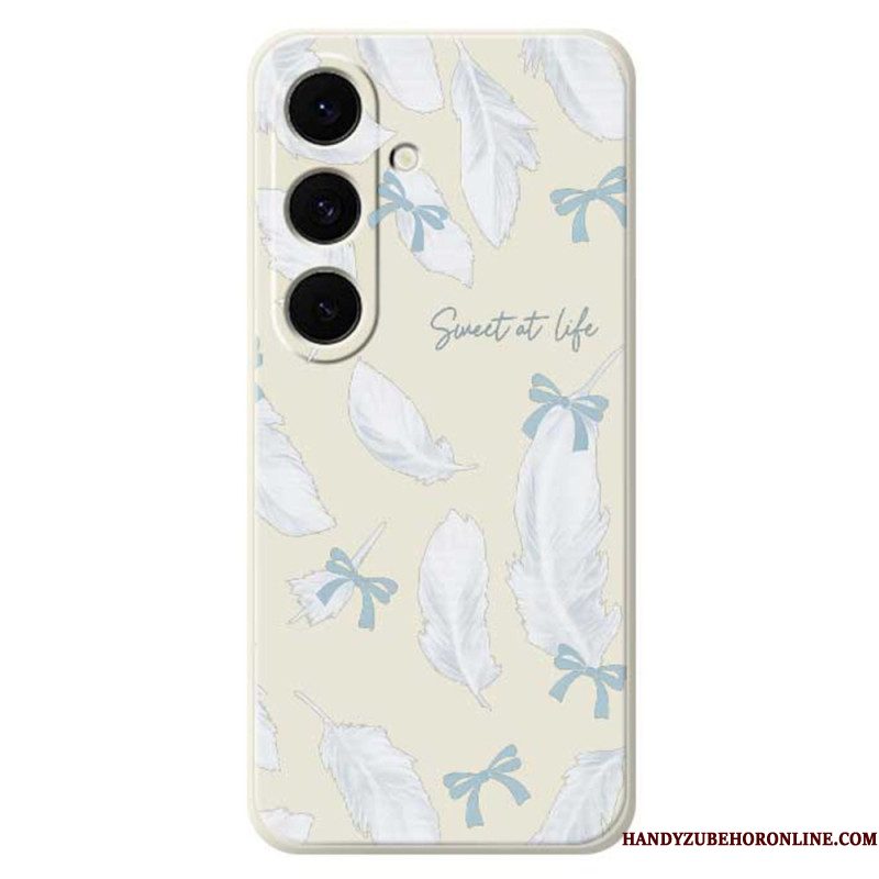 Hoesje Samsung Galaxy S25 Fe Siliconen Met Witte Veren