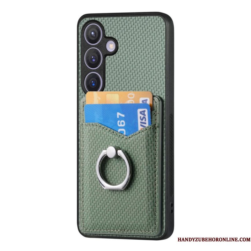 Hoesje Samsung Galaxy S25 Plus 5g Kaarthouder En Ringhouder Van Koolstofvezel