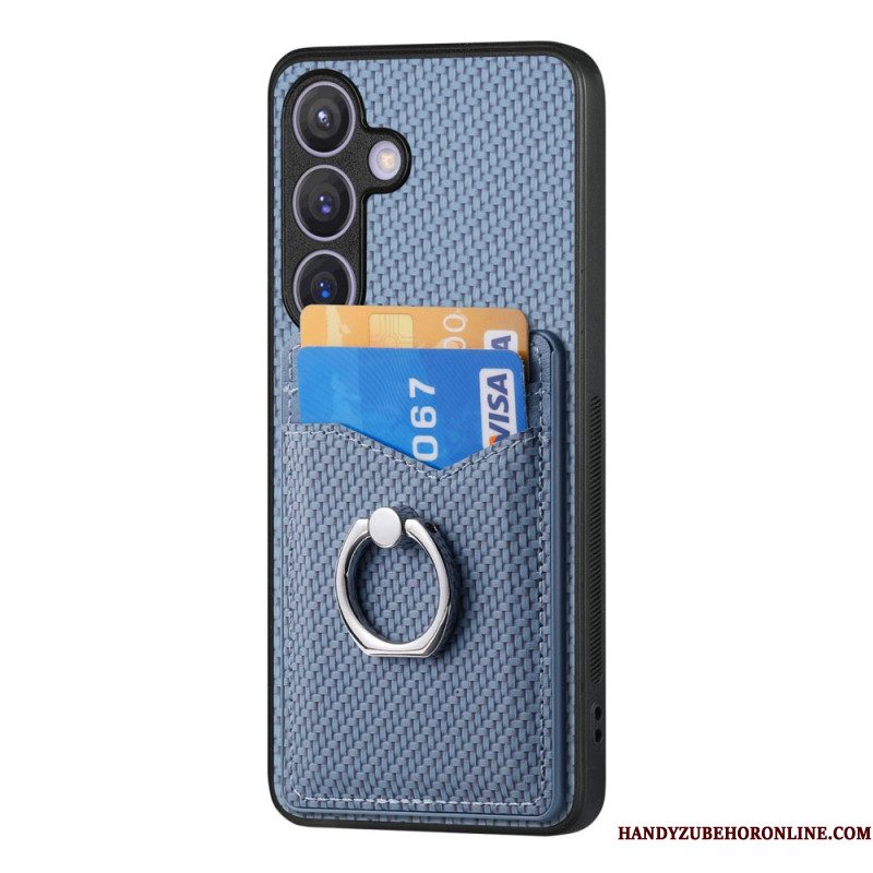 Hoesje Samsung Galaxy S25 Plus 5g Kaarthouder En Ringhouder Van Koolstofvezel