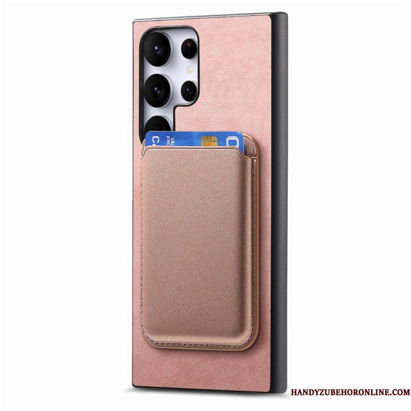 Hoesje Samsung Galaxy S25 Ultra 5g Afneembare Magnetische Kaarthouder In Suède-stijl
