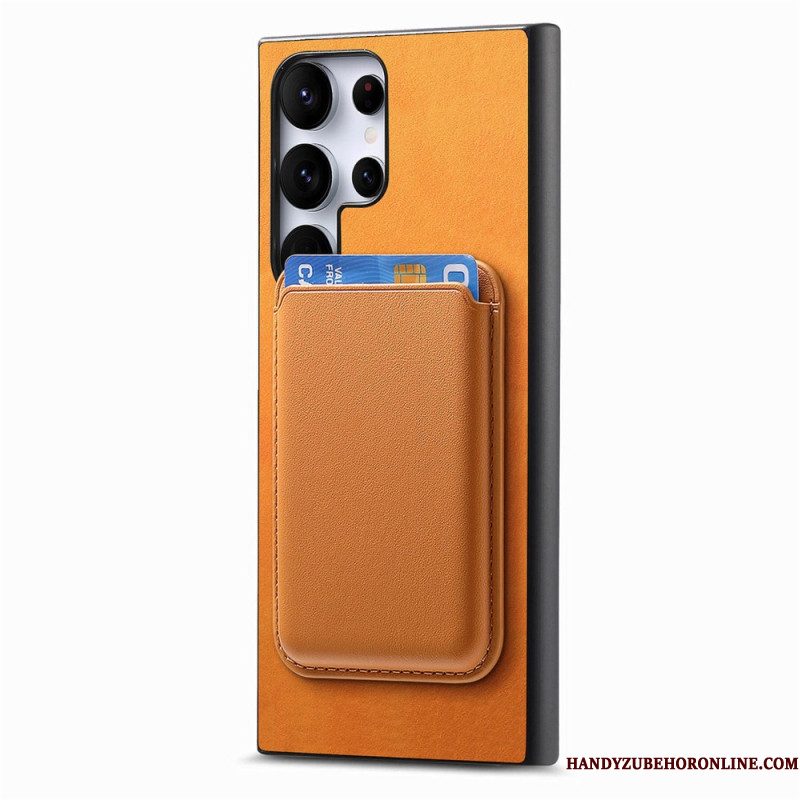 Hoesje Samsung Galaxy S25 Ultra 5g Afneembare Magnetische Kaarthouder In Suède-stijl