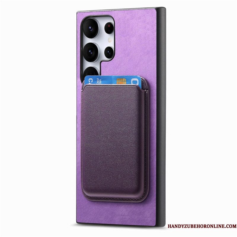 Hoesje Samsung Galaxy S25 Ultra 5g Afneembare Magnetische Kaarthouder In Suède-stijl