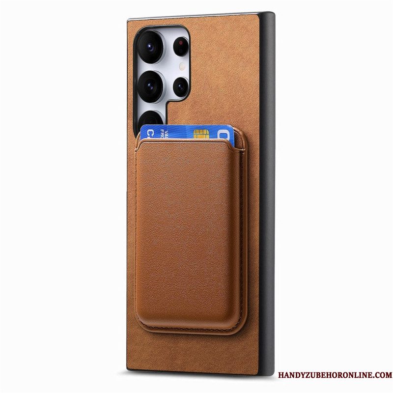 Hoesje Samsung Galaxy S25 Ultra 5g Afneembare Magnetische Kaarthouder In Suède-stijl