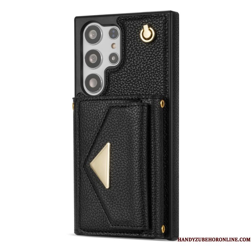 Hoesje Samsung Galaxy S25 Ultra 5g Lederlook Met Kaarthouder En Bandje