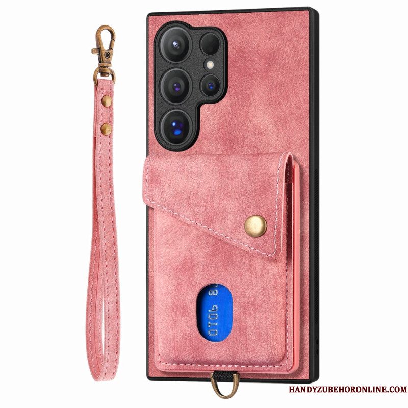 Hoesje Samsung Galaxy S25 Ultra 5g Suède-look Met Kaarthouder Standaard
