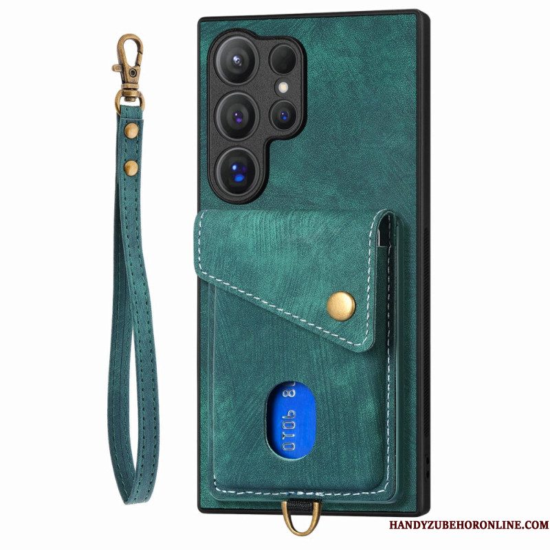 Hoesje Samsung Galaxy S25 Ultra 5g Suède-look Met Kaarthouder Standaard