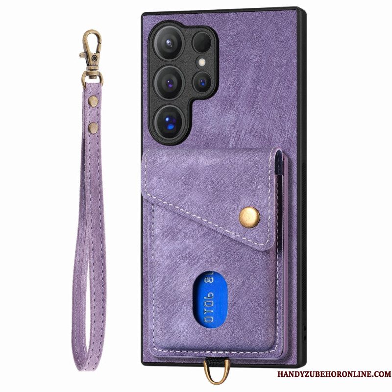 Hoesje Samsung Galaxy S25 Ultra 5g Suède-look Met Kaarthouder Standaard