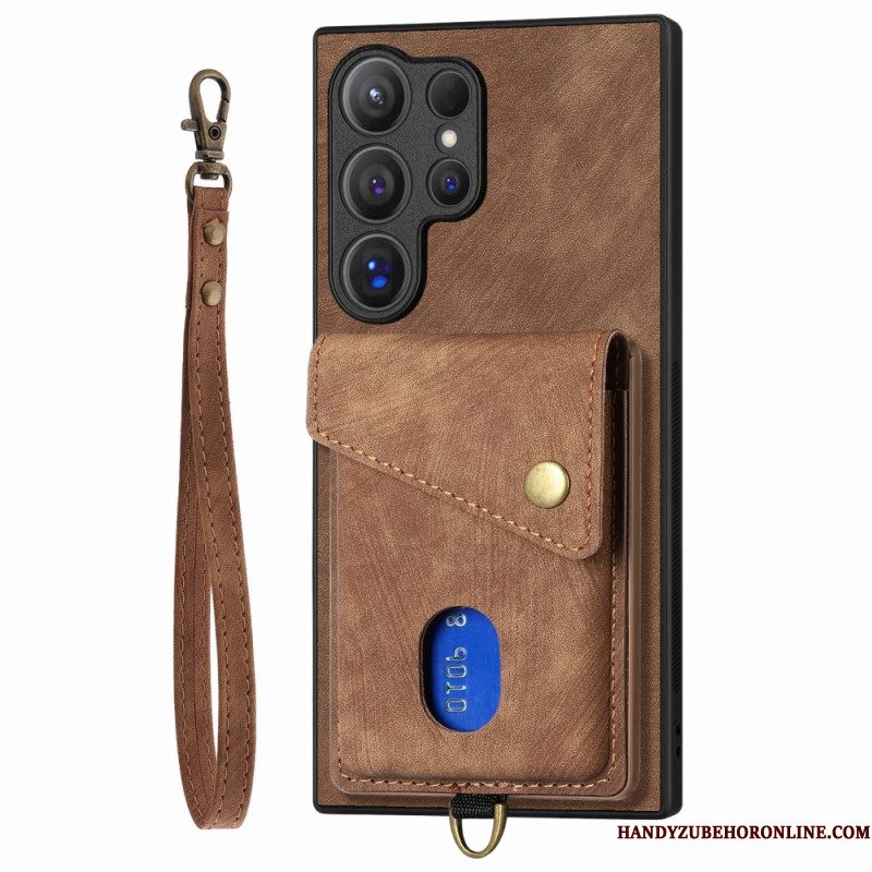Hoesje Samsung Galaxy S25 Ultra 5g Suède-look Met Kaarthouder Standaard