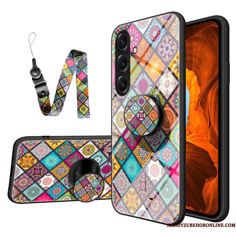 Hoesje Samsung Galaxy S26 Plus Ringhouder En Patchwork Koord Bescherming Hoesje