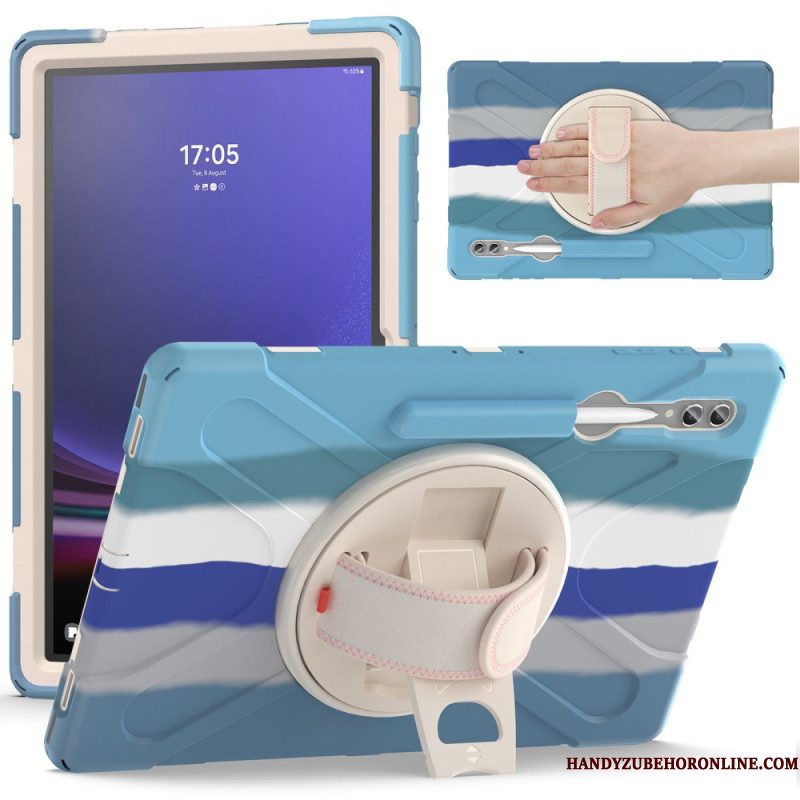 Hoesje Samsung Galaxy Tab S10 Ultra Drievoudige Beschermingsband En Standaard Bescherming Hoesje