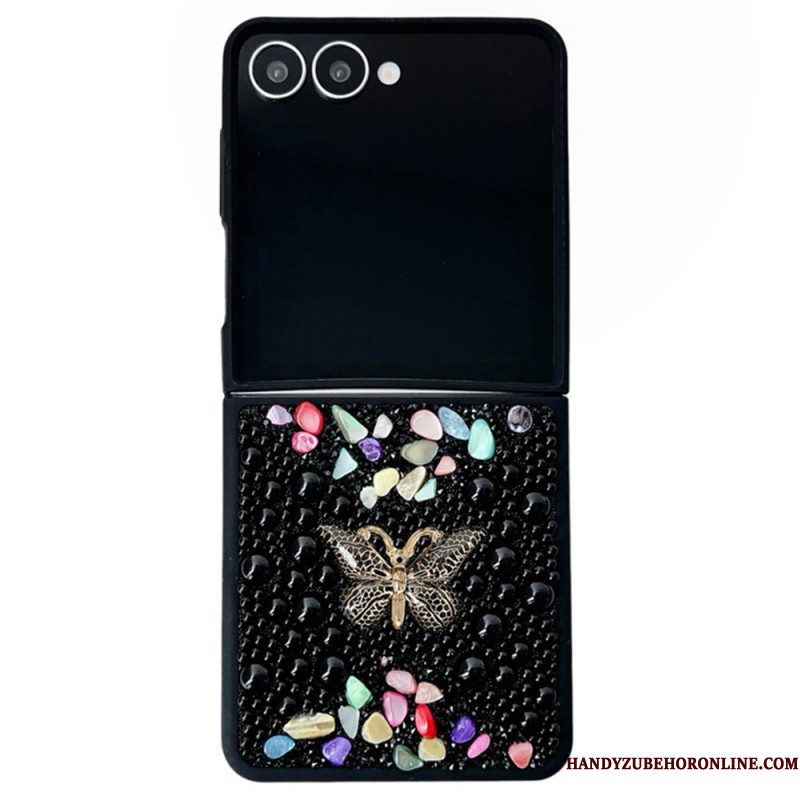 Hoesje Samsung Galaxy Z Flip 7 Decoratie Met Strass-vlinder
