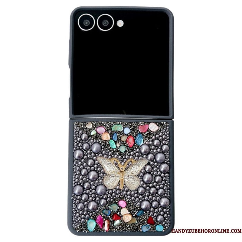Hoesje Samsung Galaxy Z Flip 7 Decoratie Met Strass-vlinder