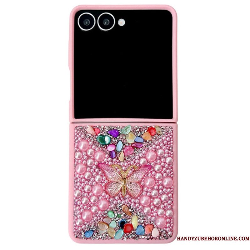Hoesje Samsung Galaxy Z Flip 7 Decoratie Met Strass-vlinder