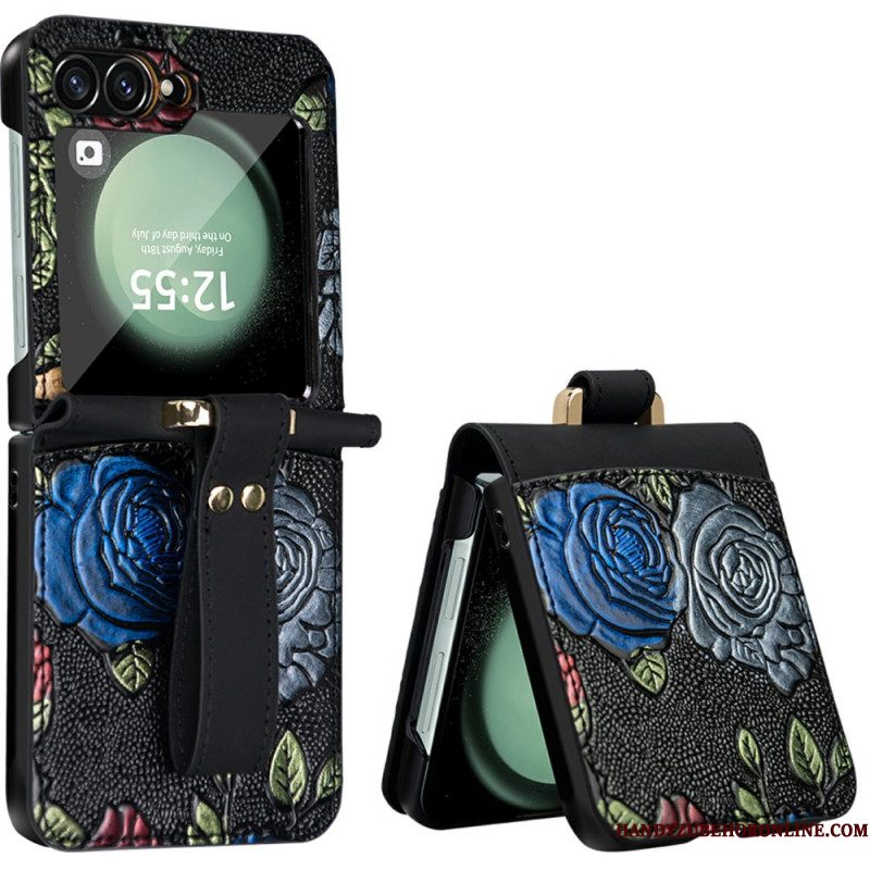 Hoesje Samsung Galaxy Z Flip 7 Fe Crossbodyriem Met Bloemendesign Bescherming Hoesje