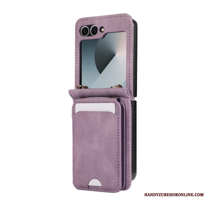Hoesje Samsung Galaxy Z Flip 7 Fe Kaarthouder En Schouderband Bescherming Hoesje