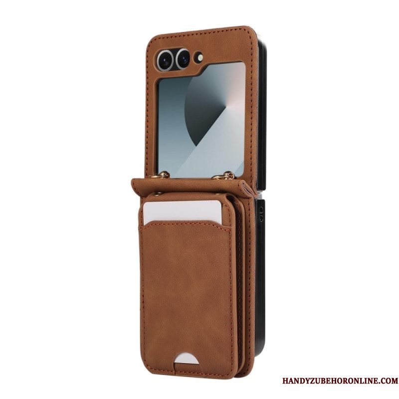 Hoesje Samsung Galaxy Z Flip 7 Fe Kaarthouder En Schouderband Bescherming Hoesje
